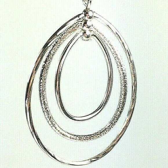 Silvertone Triple Oval Necklace - Picture 8 of 12